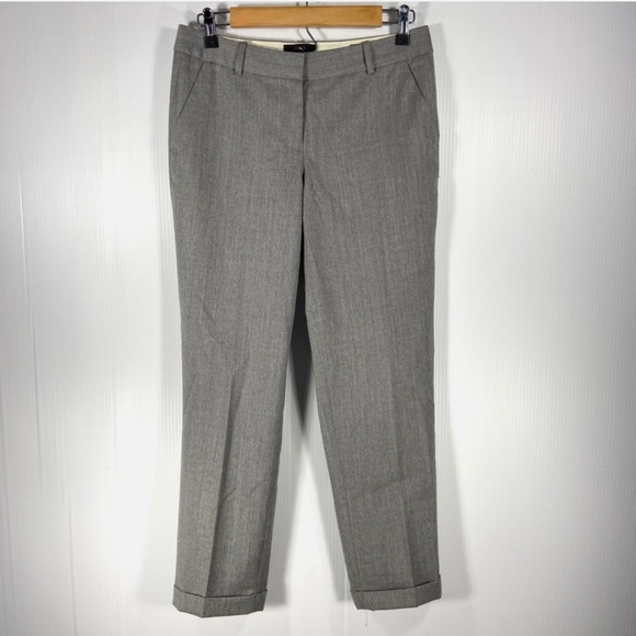 J Crew Cafe Capri Gray Wool Cuffed Trousers Pants Tollegno 1900 Womens 8 - Picture 2 of 8